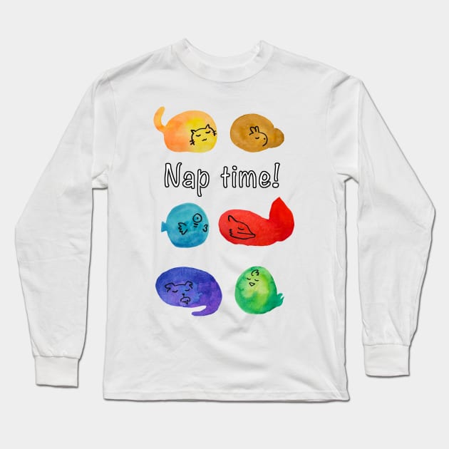 Nap time with animal friends Long Sleeve T-Shirt by TheAlbinoSnowman